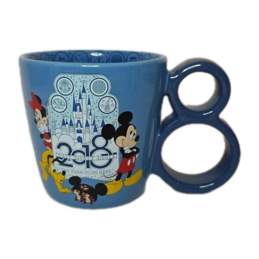 World Disney Parks 2018 Year To Be Here Blue Mickey Coffee Mug Slight Chip Edge
